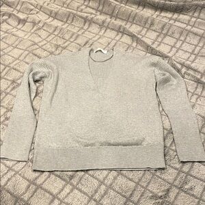 Elodie Light Gray V-Neck Sweater